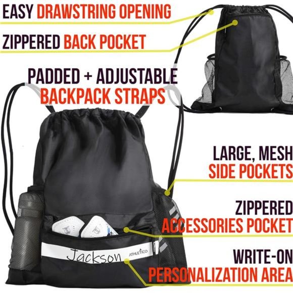 Drawstring Soccer Bag - Soccer Backpack For Boys or Girls - Picture 4 of 7